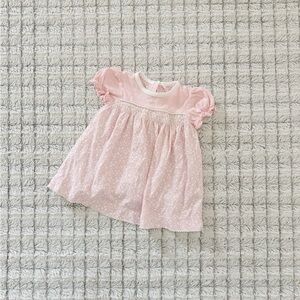 Chaps Light Pink Baby Dress with Floral Pattern
